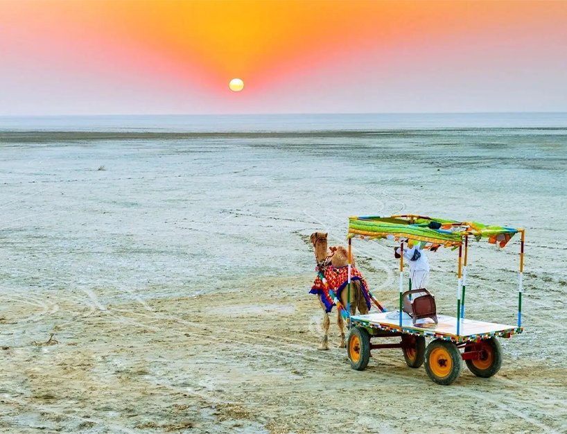 white rann sun set